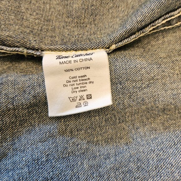 Striped Indigo Western Shirt - Size L - Picture 8 of 8